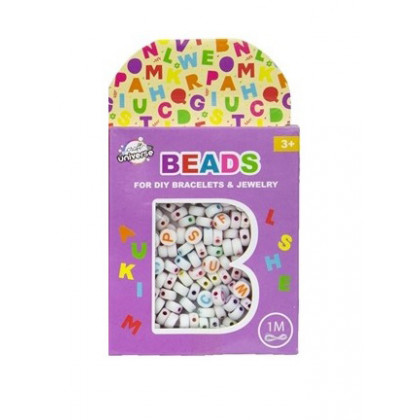 Bead set - letters white + 1 meter cord