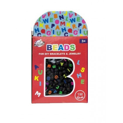 Bead set letters black + 1 meter cord