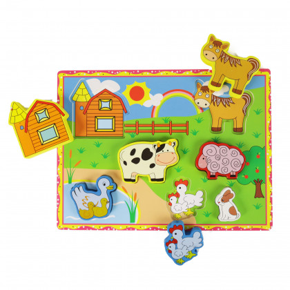 the wooden baby puzzle - a farm
