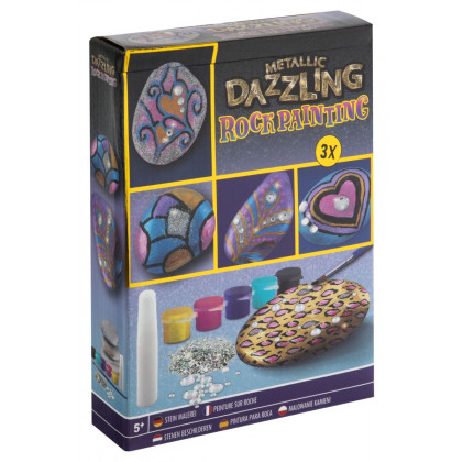 Creative set of painting stones metallic