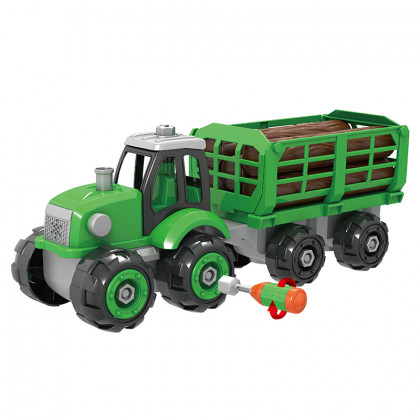 Screwing tractor with wood