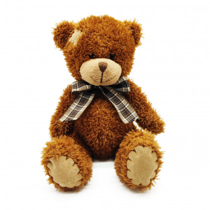 Teddy bear with ribbon dark brown 25 cm