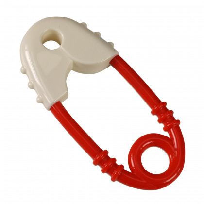 Safety pin rattle red-white