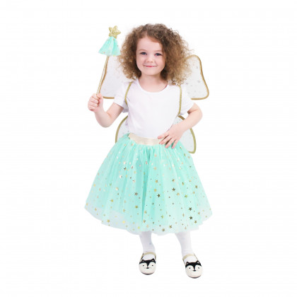 Children costume green fairy tutu skirt with accs.