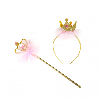 Princess headband with crown and wand