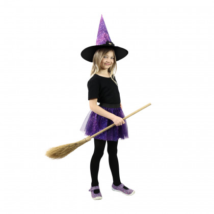 Children costume purple witch tutu skirt with hat