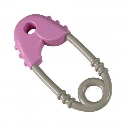 Safety pin rattle pink-grey