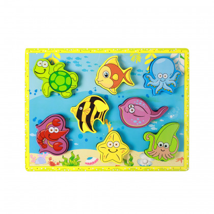 Wooden puzzle underwater world
