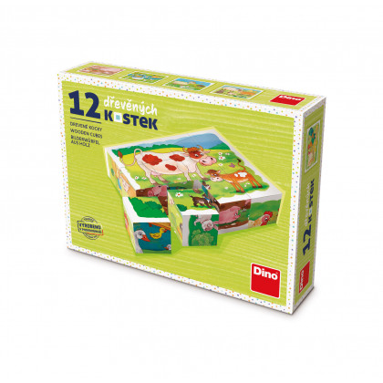 Wooden cubes On the farm - 12 cubes