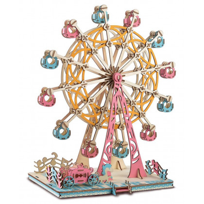 Woodcraft 3D puzzle Ferris wheel pastel
