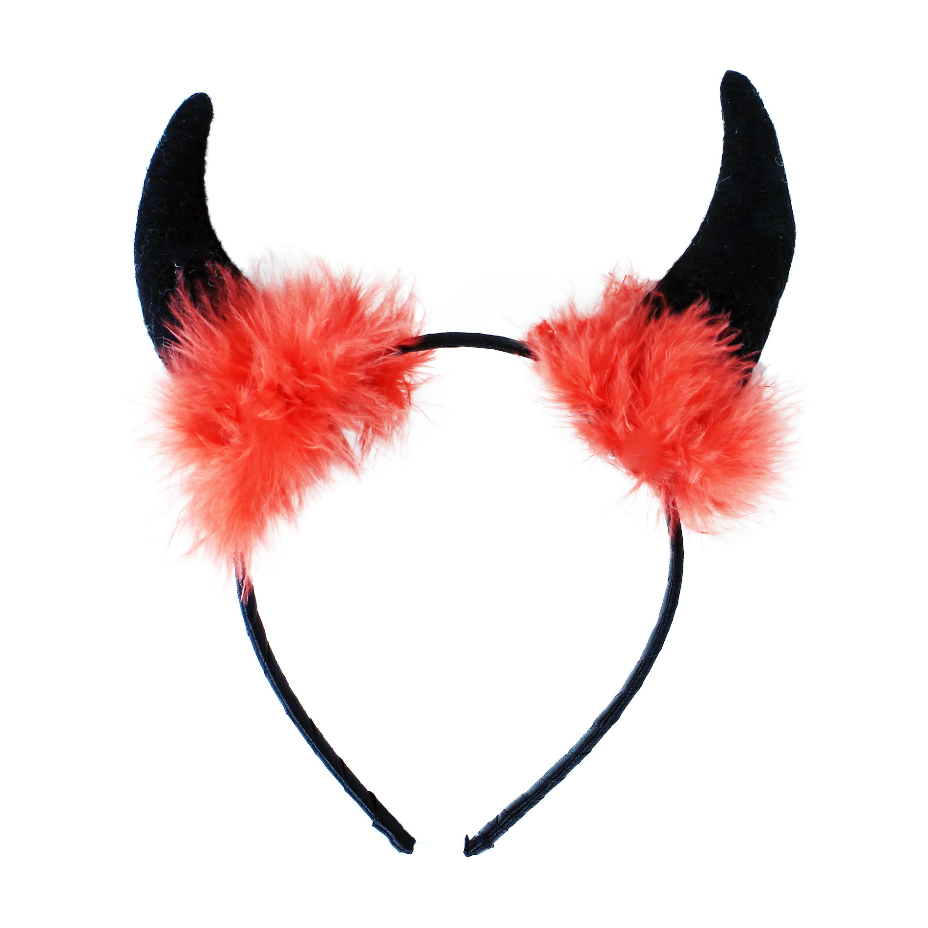 the devil horns with feathers