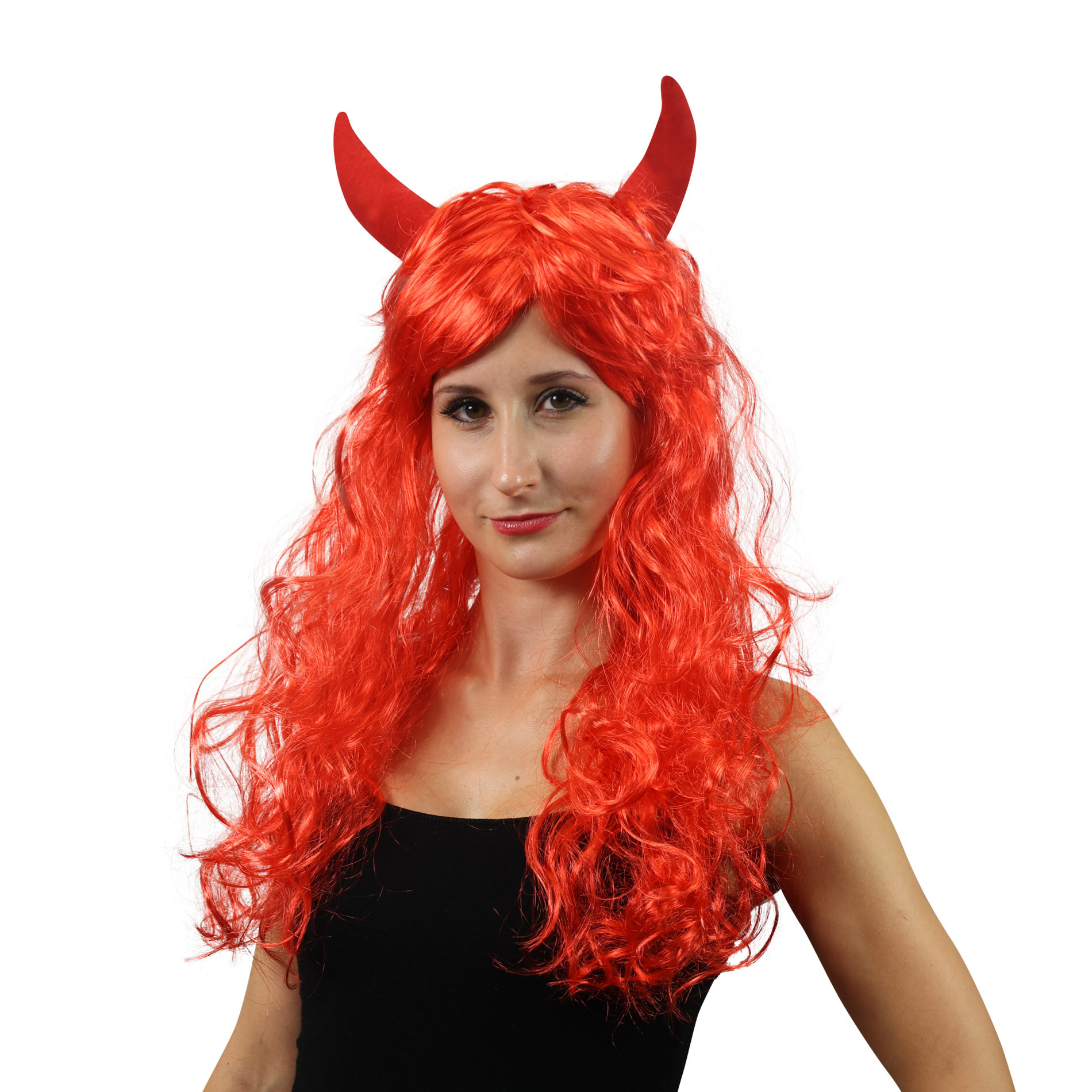 Devil wig with horns for adults