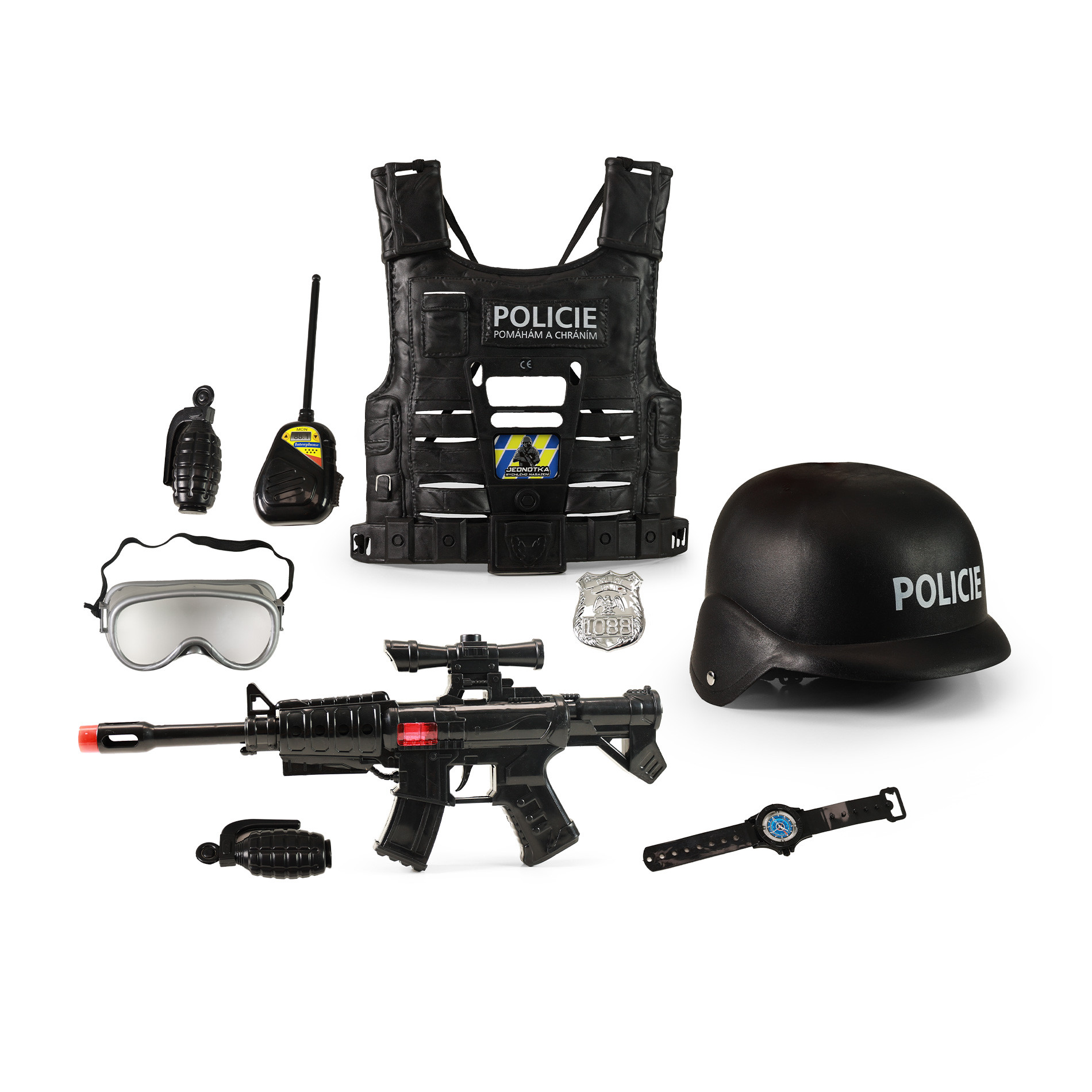 the police vest with accessories