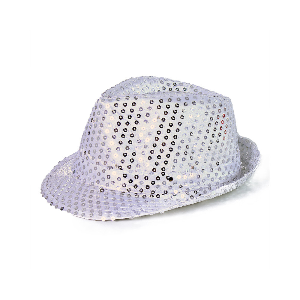 Silver disco hat with LED