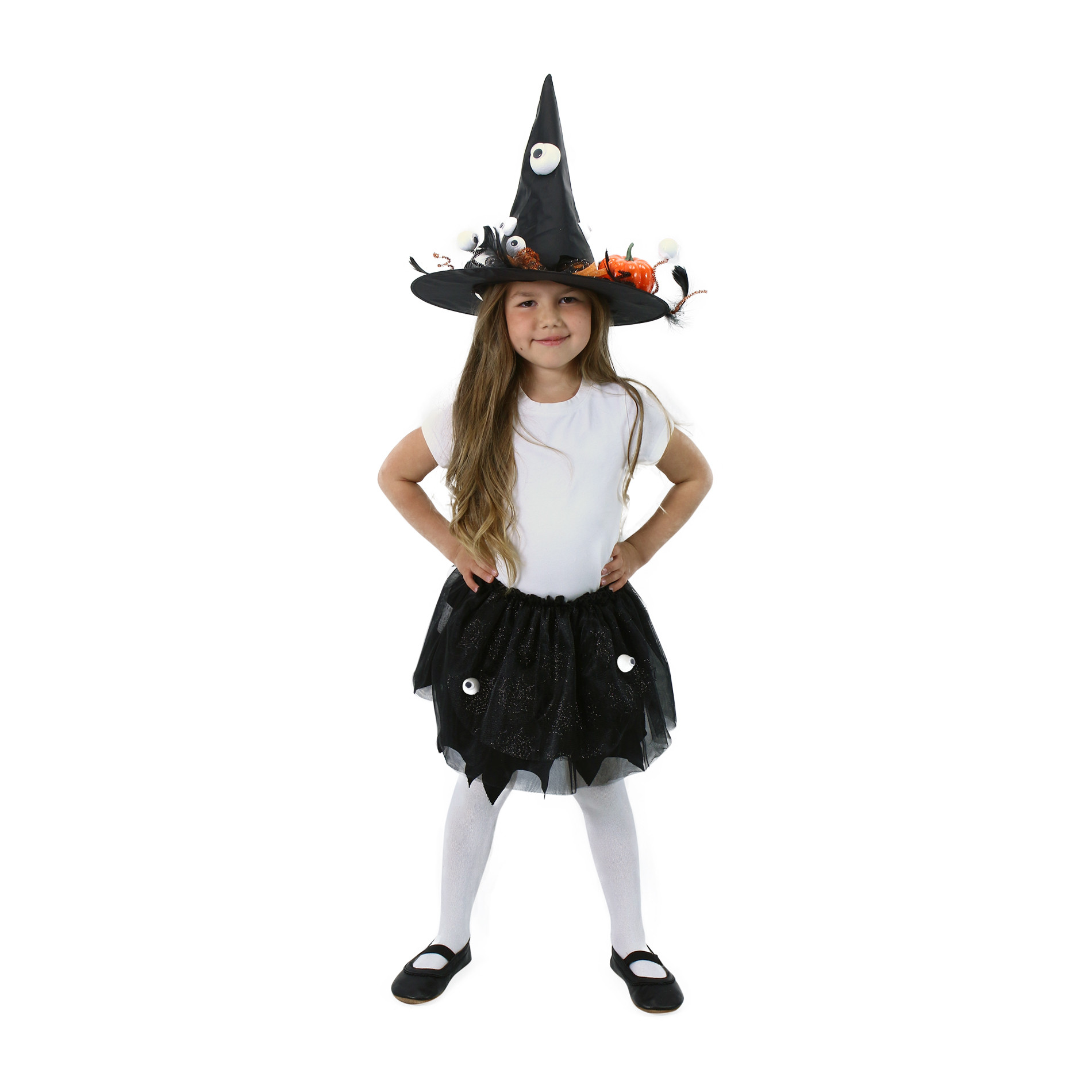 Children costume black witch tutu skirt with hat