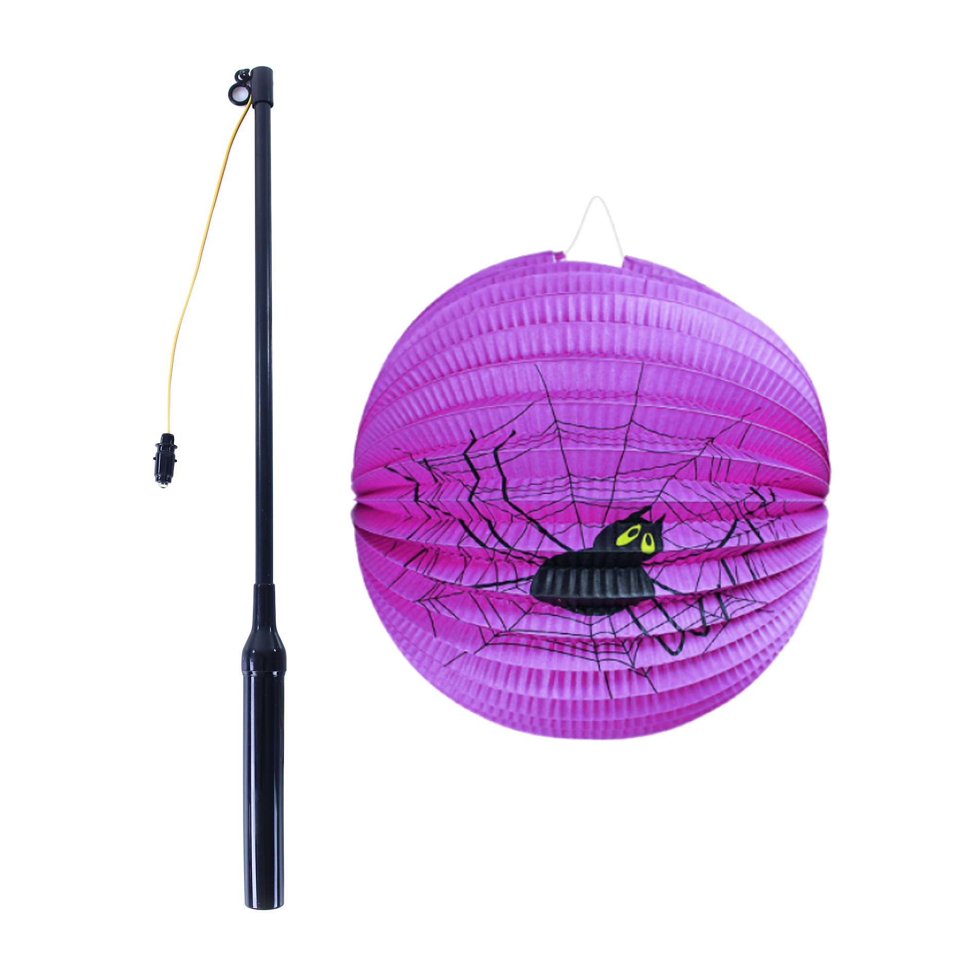 Lantern Halloween spider 25cm stick 50cm