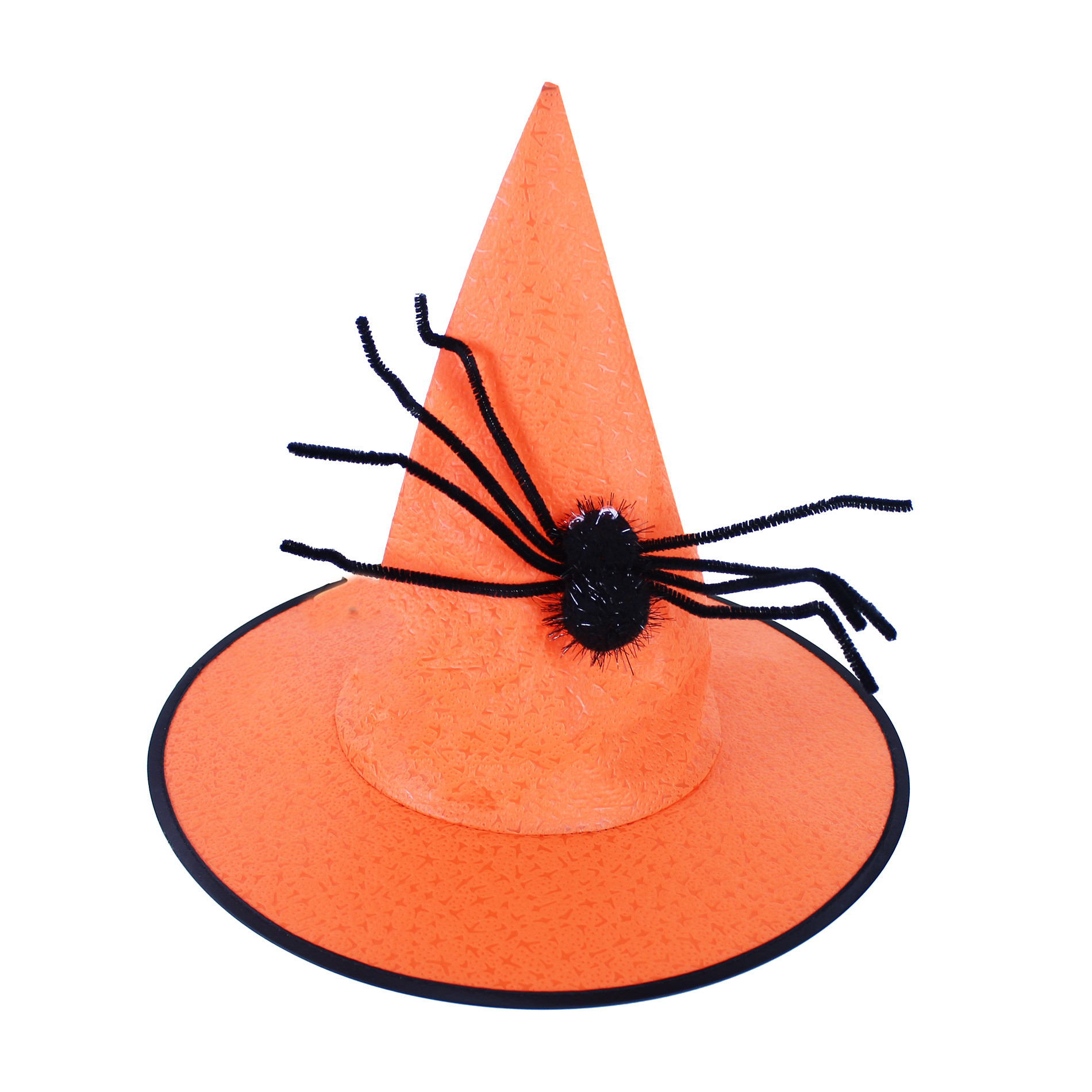 Witch orange hat with spider for adults