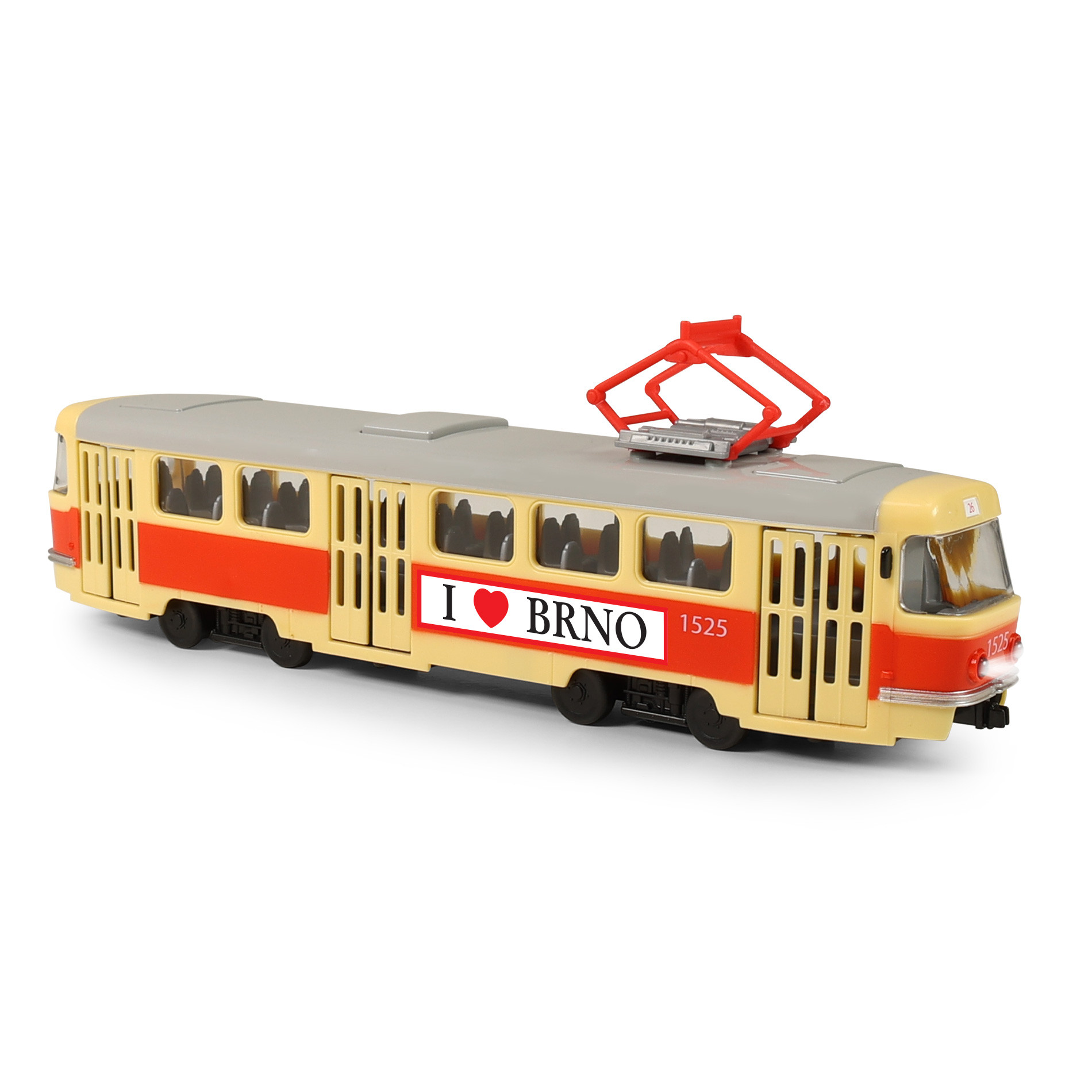 Tram reports stops in Czech, 28 cm BRNO