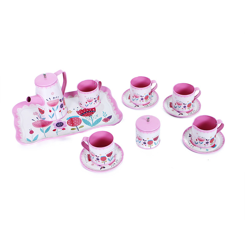 Metal tableware with a floral motif
