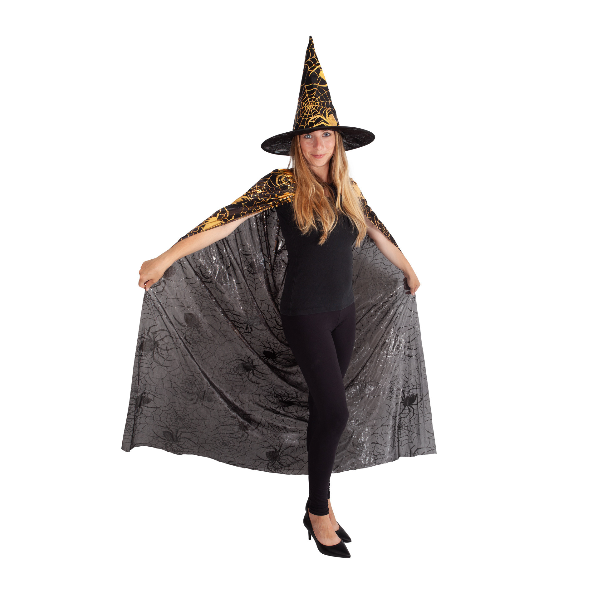 Cobweb cloak and hat for adults