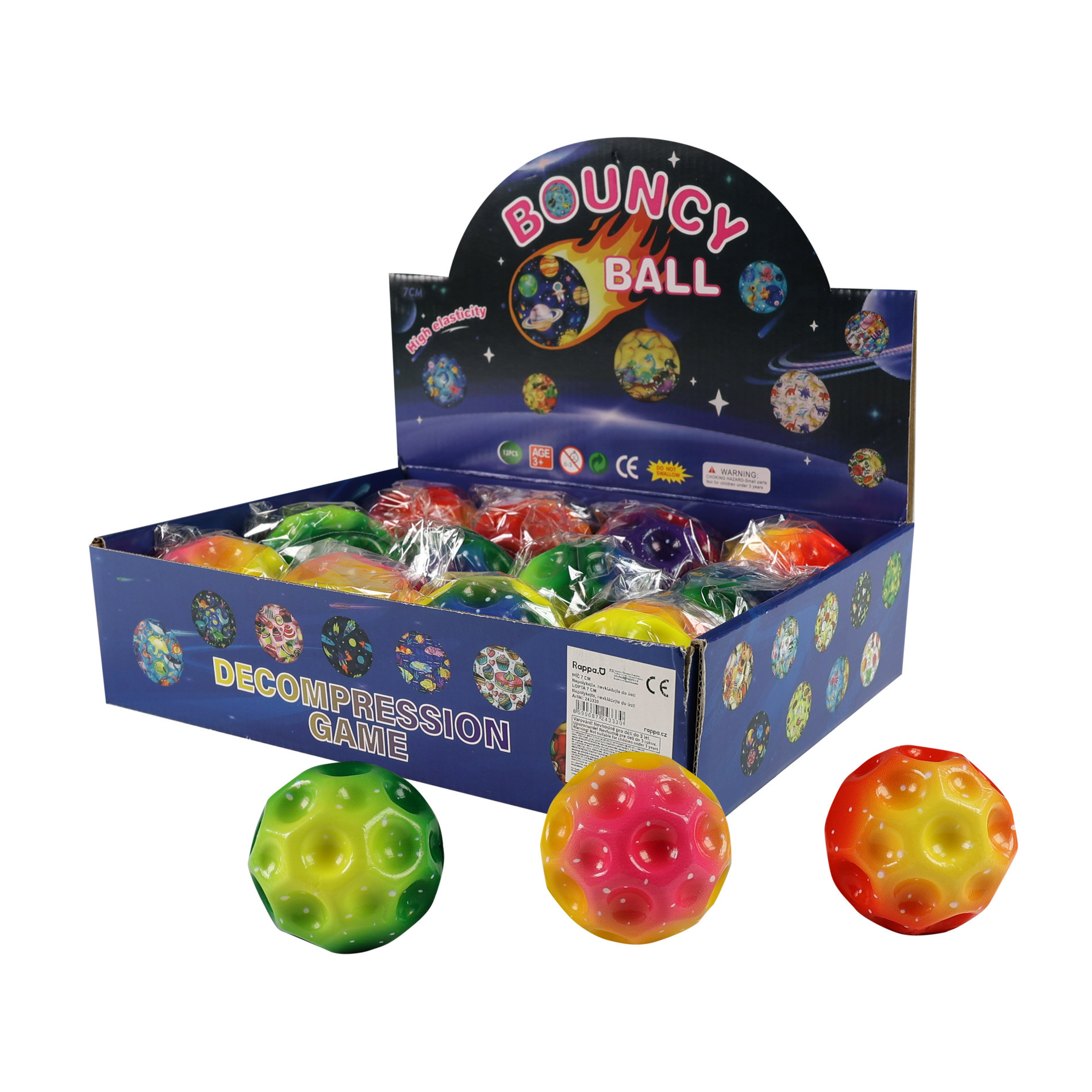 Rainbow bouncy ball 7 cm