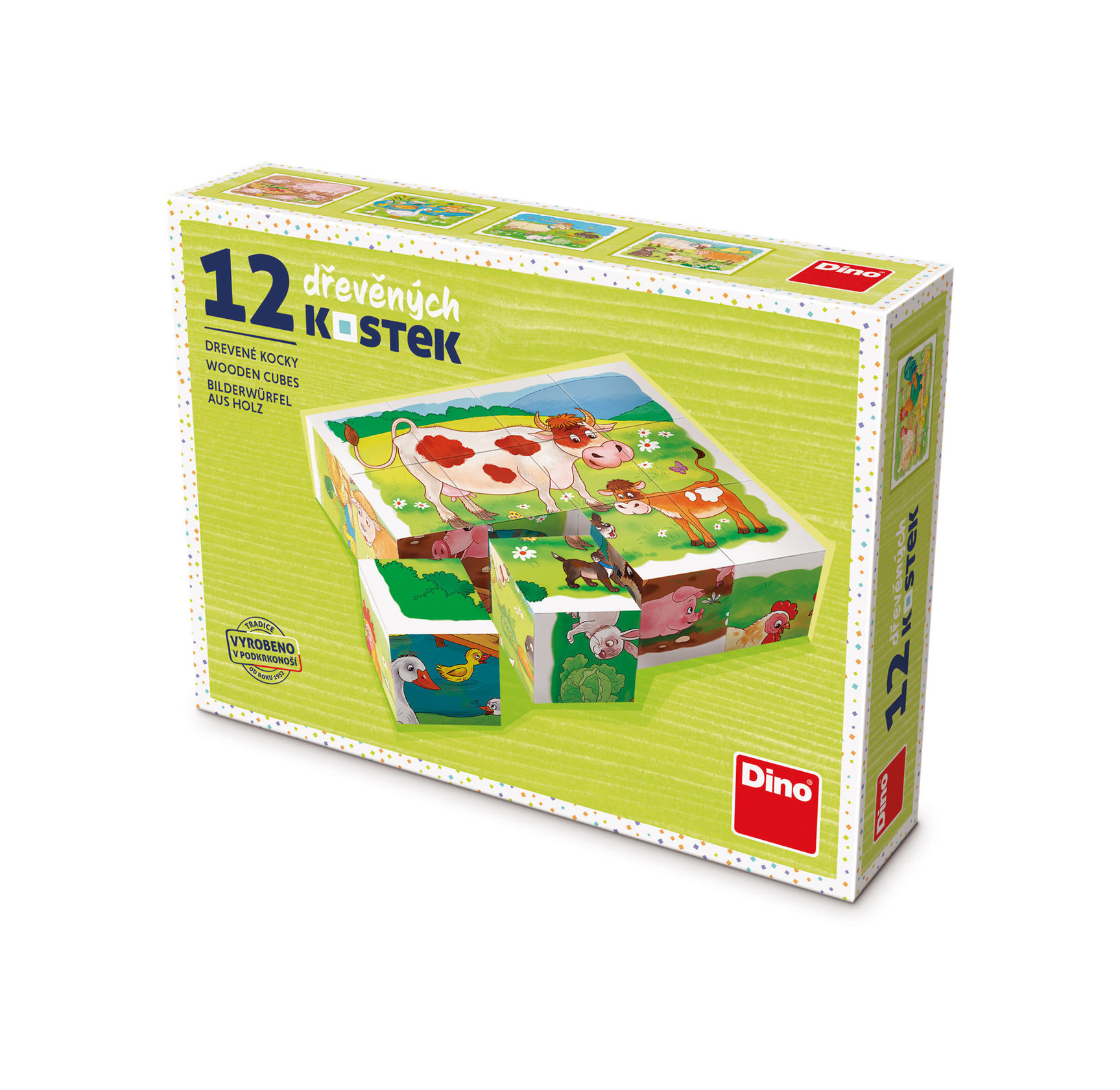 Wooden cubes On the farm - 12 cubes