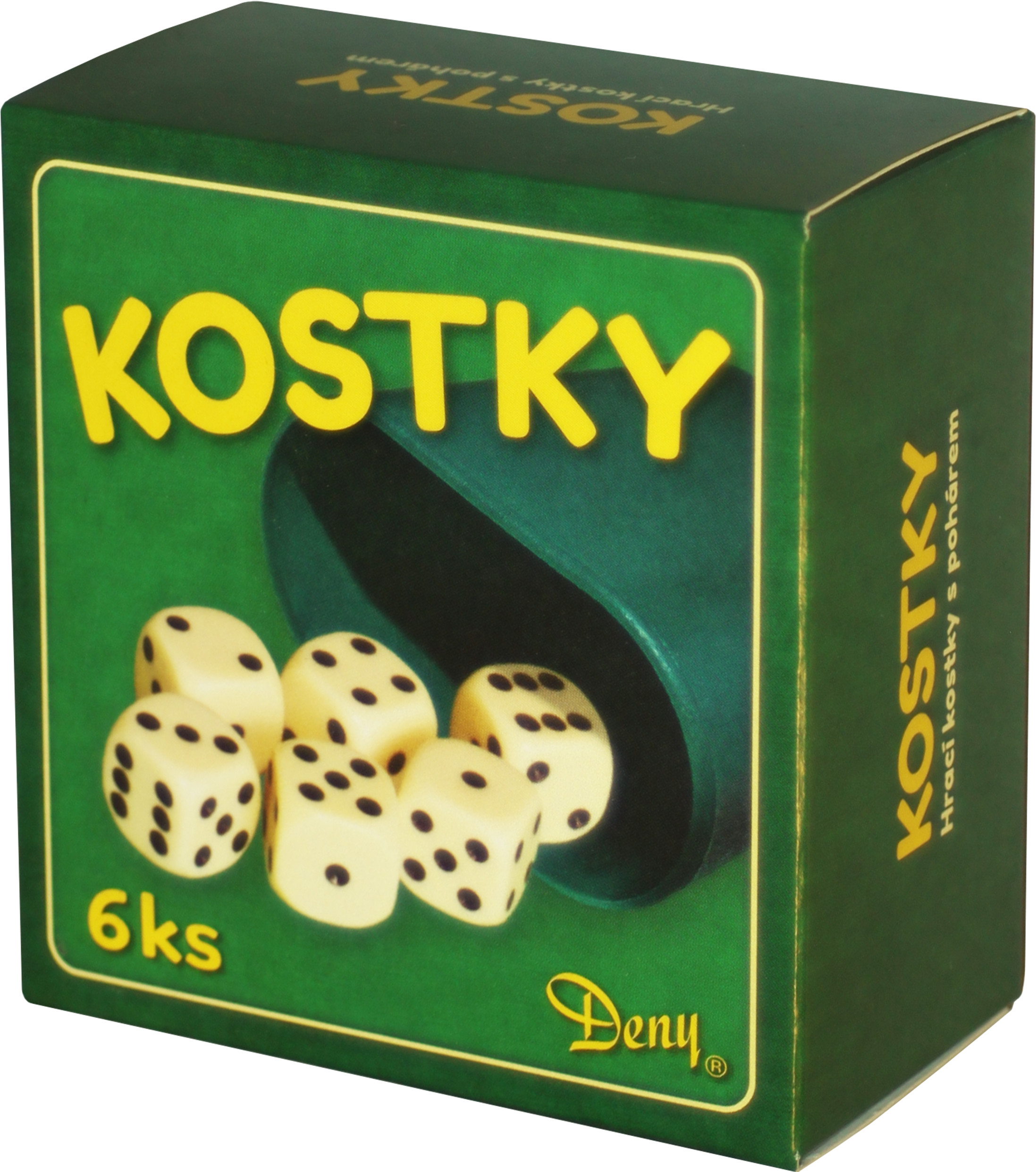 White dice 6 pcs, a cup in a box