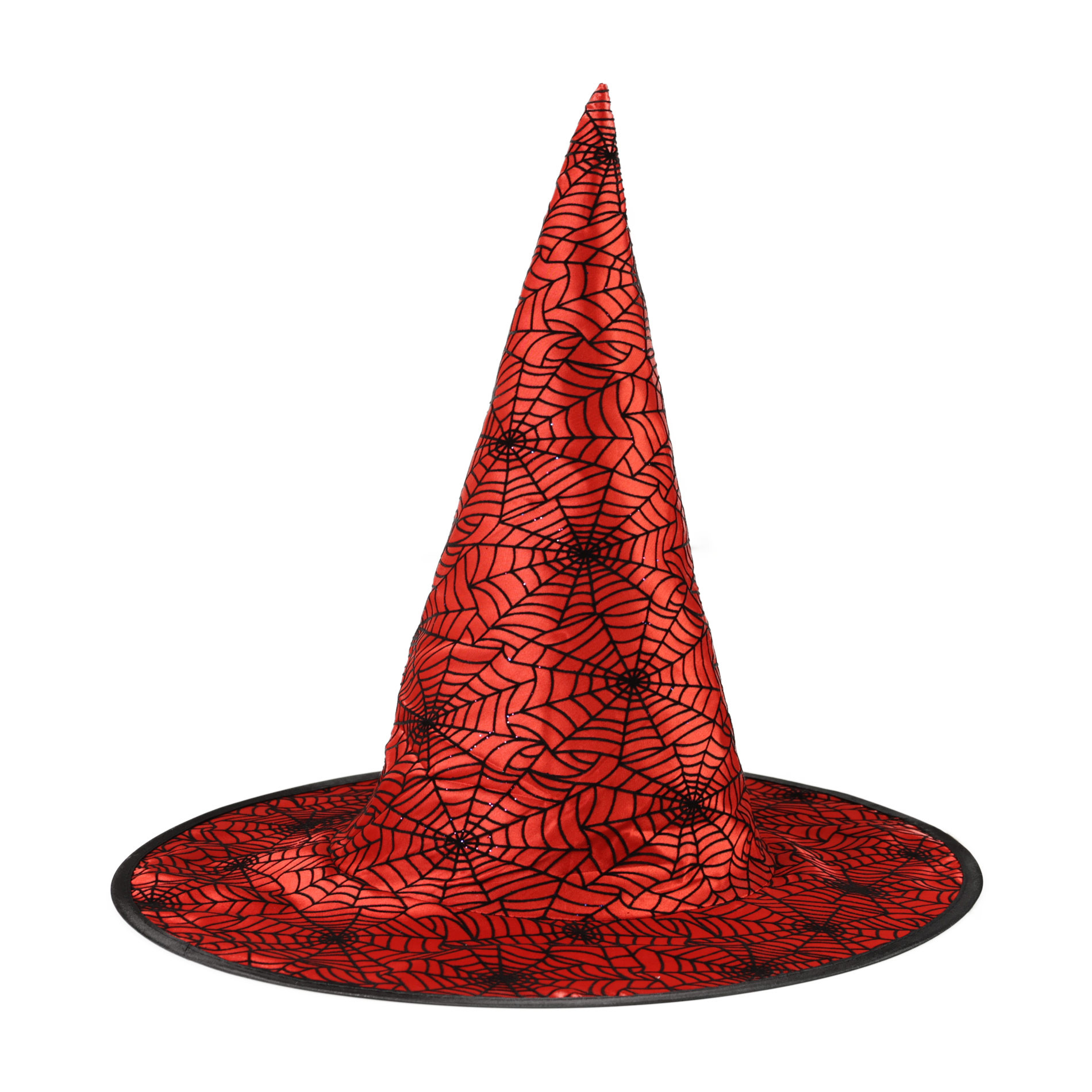 Red witch hat with cobweb for adults