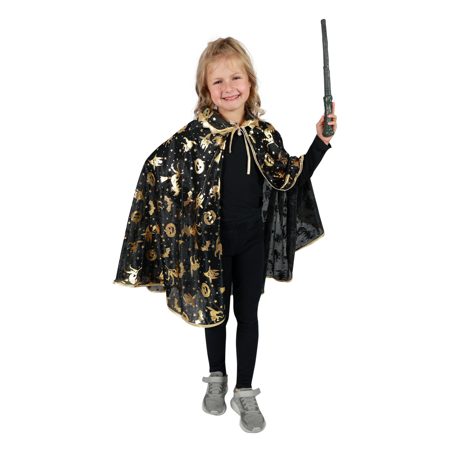 Children costume - witch cloak with gold decor