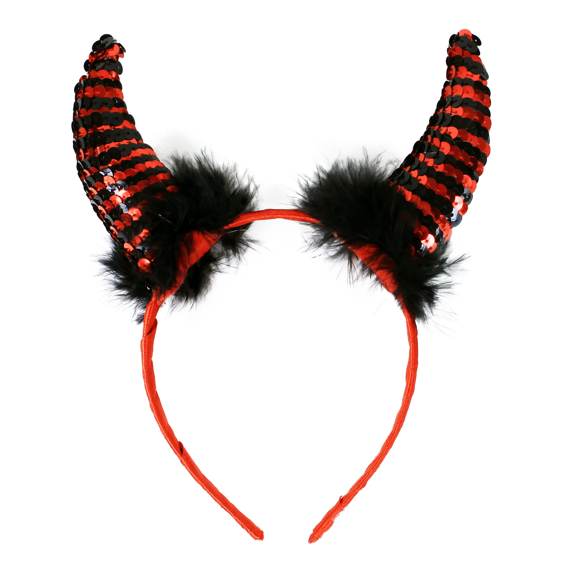 the Devil horns feathers sequins