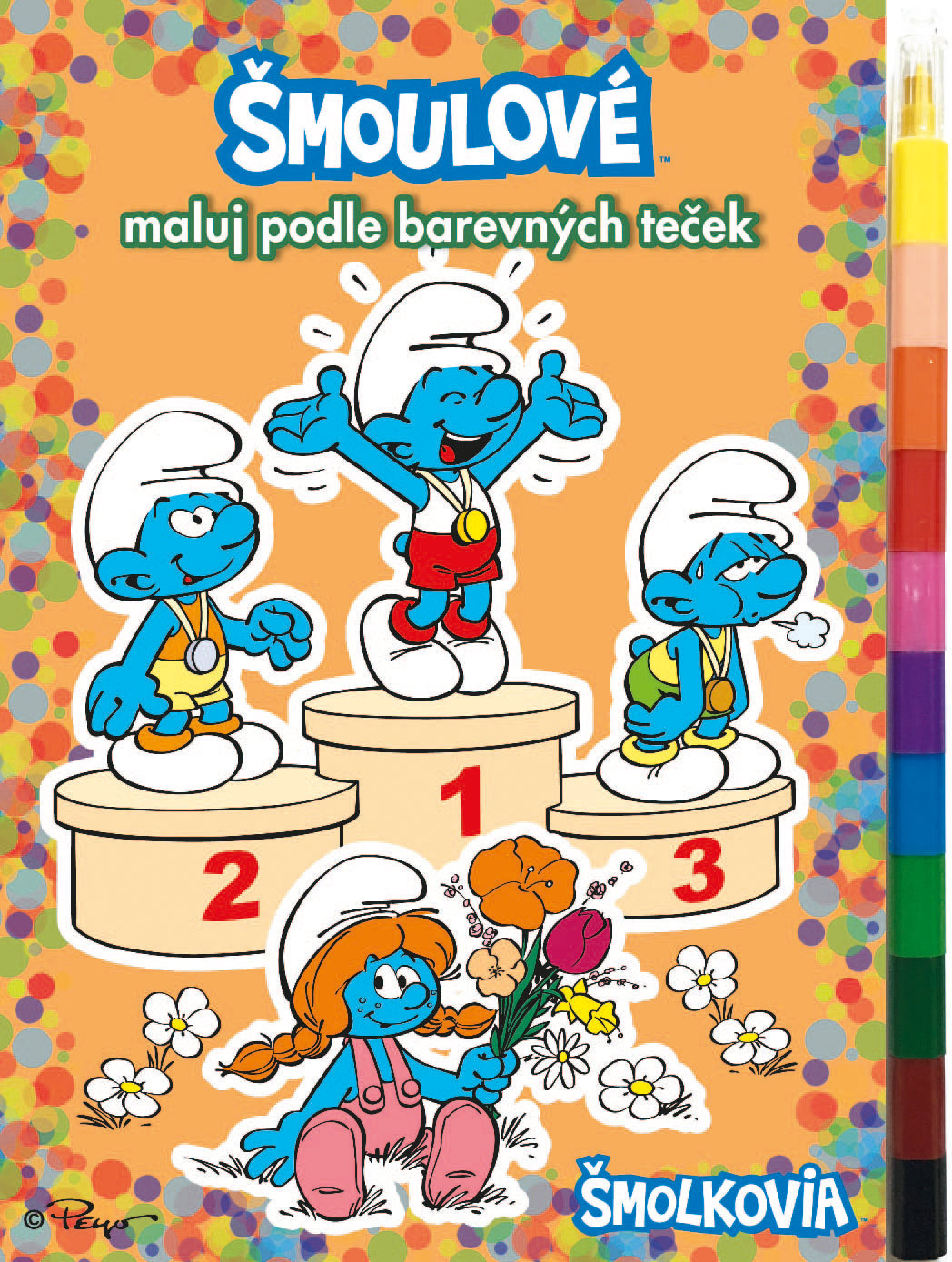 Coloring book A5 Smurfs with wax