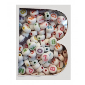 Bead set - letters white + 1 meter cord