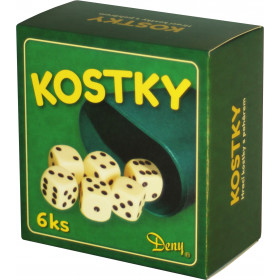 White dice 6 pcs, a cup in a box