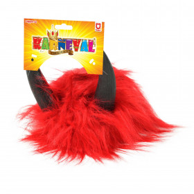 Red devil wig with horns for adults
