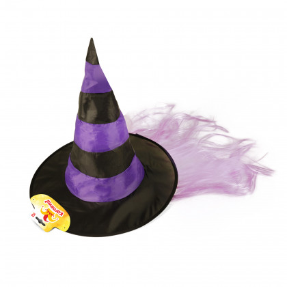 Witch hat with purple hair for children