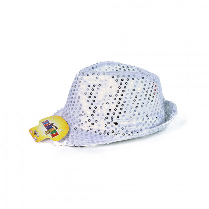Silver disco hat with LED