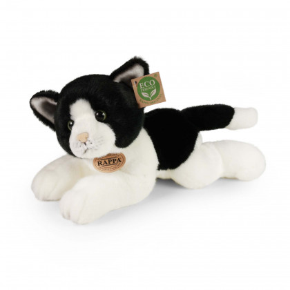Plush white/black cat 30 cm ECO-FRIENDLY