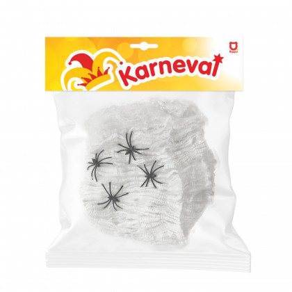 Spider web with spiders, white
