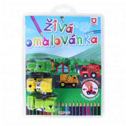 Coloring book 3 buildings cars