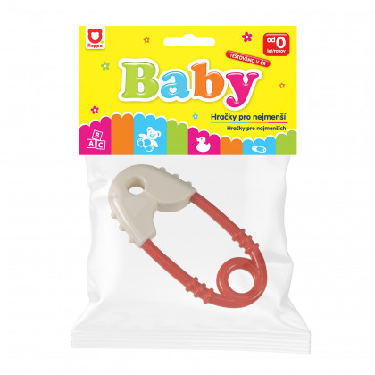 Safety pin rattle red-white