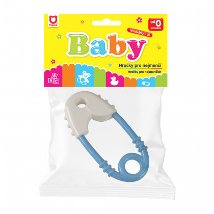 Safety pin rattle blue-white