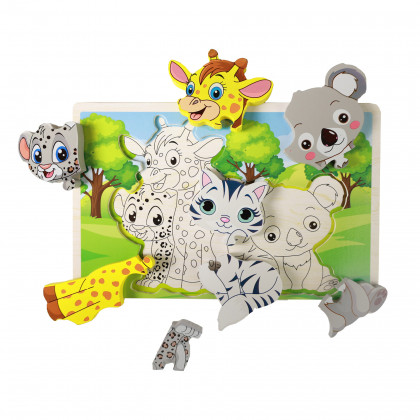 Wooden puzzle animals