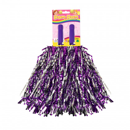 Purple-silver pom pom waver