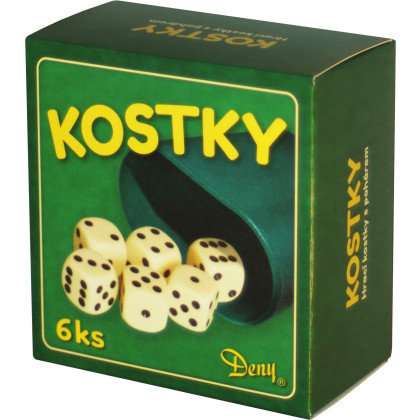 White dice 6 pcs, a cup in a box