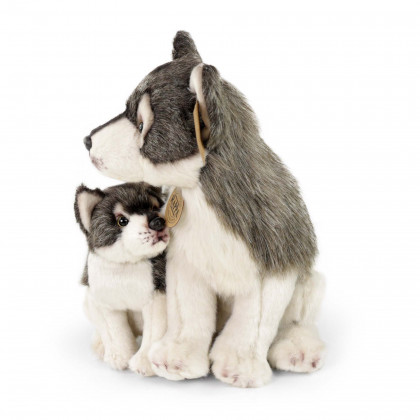Plush wolf with cub 27 cm ECO-FRIENDLY