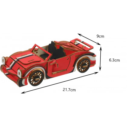Woodcraft 3D puzzle Red convertible