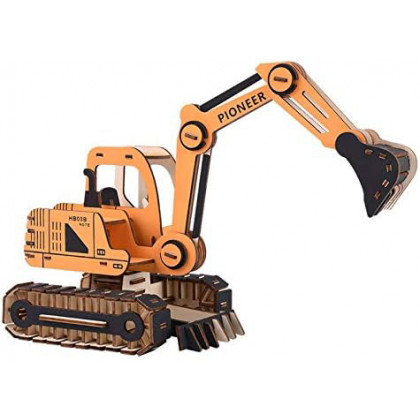 Woodcraft 3D puzzle Excavator orange