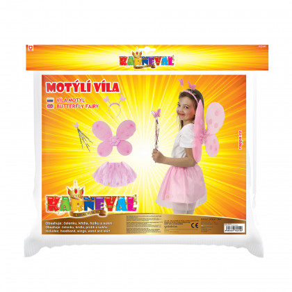 Children costume pink fairy tutu skirt with accs.