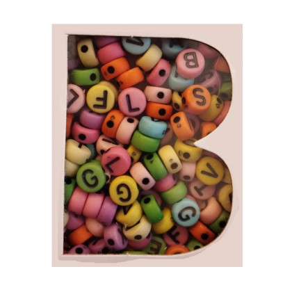 Bead set - letters pastel + 1 meter cord