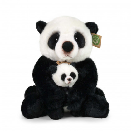 Plush panda w/cub 27 cm ECO-FRIENDLY